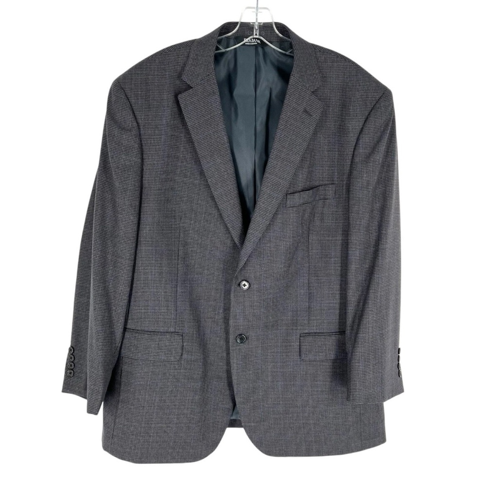 Jos A Bank Wool Sport Coat Mens Size 44R Charcoal Plaid Traditional Fit Blazer